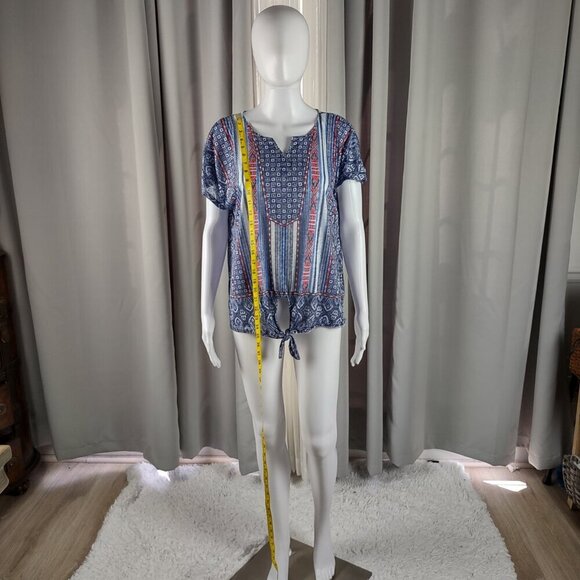 Ruby Rd. Women's Must Haves II Tribal Indigo Multi Color Print Top Size Large - Picture 6 of 12